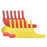 Set of 12 Mini-Hockey Player Sticks with Ball and Pucks, 7" (18 cm)