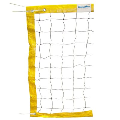 Filet de volleyball de plage économique Going One® de 9,75 m (32') jaune, avec câble en PE de 11,5 m (38')