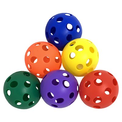 Perforated plastic balls, 3" (7.5 cm), set of 6