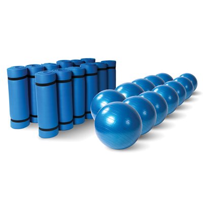 12 matelas et ballons d'exercice 22"