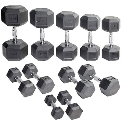 Rubber hexagonal dumbbell