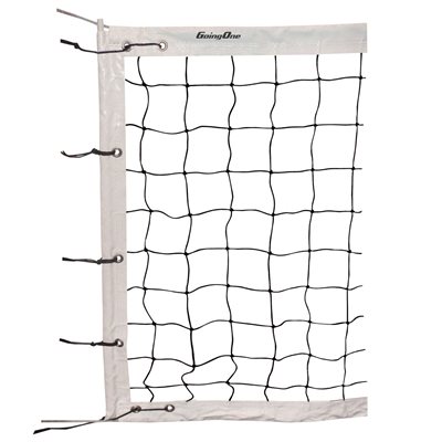 Filet de volleyball de tournoi Going One® de 9,75 m (32') blanc, avec câble en acier de 11,5 m (38')