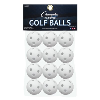 Set of 12 Perforated Plastic Golf Balls, 1,5" (3,8 cm)