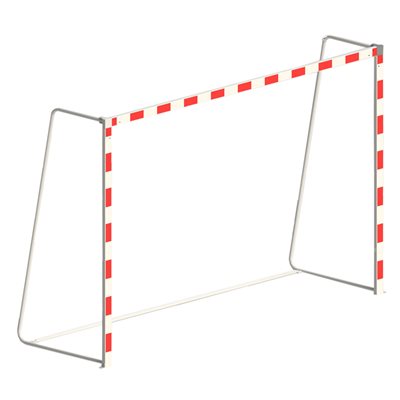 Pair of Foldable Red and White Painted Aluminium Handball Goals