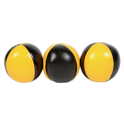 Set of 3 Black and Yellow Vinyle Juggling Balls