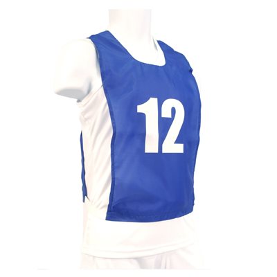 12 numbered pinnies, JR, blue