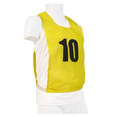 Set of 12 Yellow Nylon Numbered Pinnies for Kids 