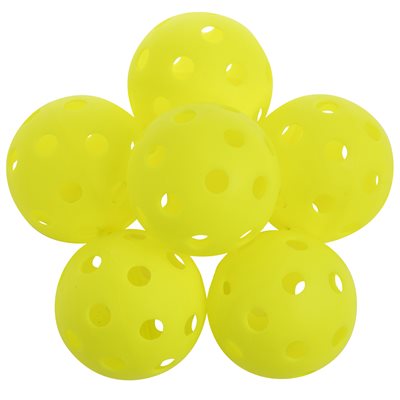 Ensemble de 6 balles de pickleball intérieur jaunes, 7,5 cm (3")