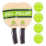 Ensemble de pickeball de 2 raquettes en bois «Diller» et 4 balles PickleBall Inc®