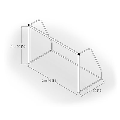 Buts de soccer en aluminium, poteaux carrés, 5' x 8' x 2'3" x 4'