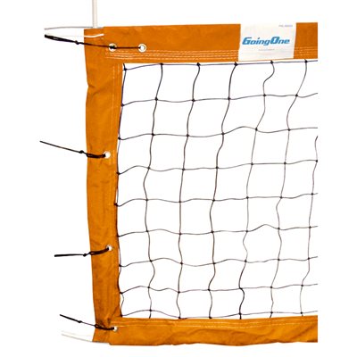 Filet de volleyball de plage de compétition Going One® «Pro-Beach» de 9,75 m (32') orange, avec câble d'acier de 11,5 m (38')