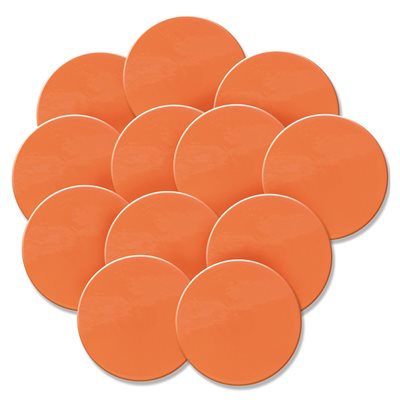 Set of 12 Orange Round Rubber Markers, 9" (23 cm)