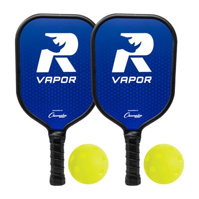 Ensemble de pickleball de 2 raquettes en aluminium «Vapor» et 2 balles jaunes Rhino PickleBall®